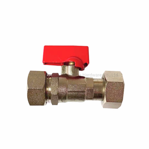 Válvula de bola de latón niquelado para contador de agua con tuerca giratoria y conexión de tubo Pex